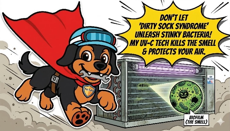 AC Unit With Dirty Sock Syndrom Smell With Air Repair Al Dog