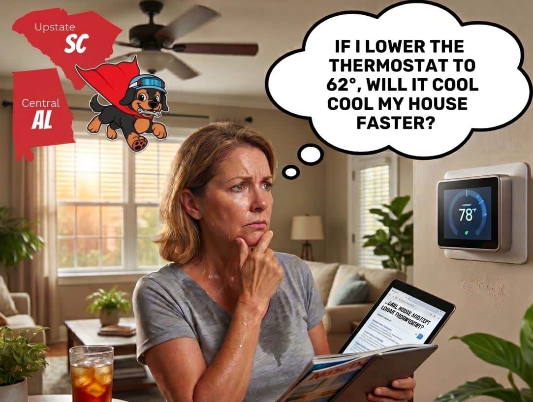 Homeowner Asking If They Lower Thermostat Will It Cool Home Fast Central Al And Upstate Sc
